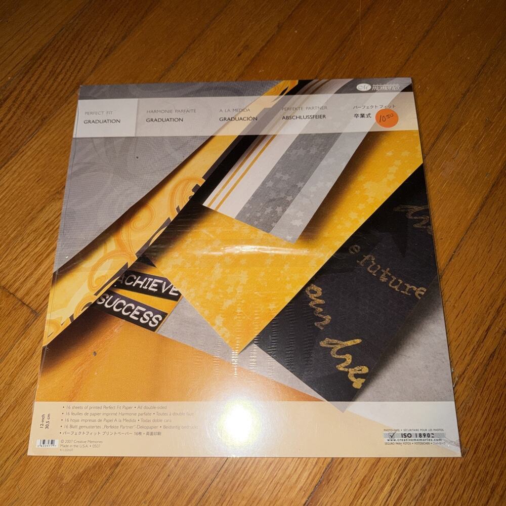 Creative Memories Perfect Fit Graduation Paper Pack 12x12 Original Size 16 Sheet